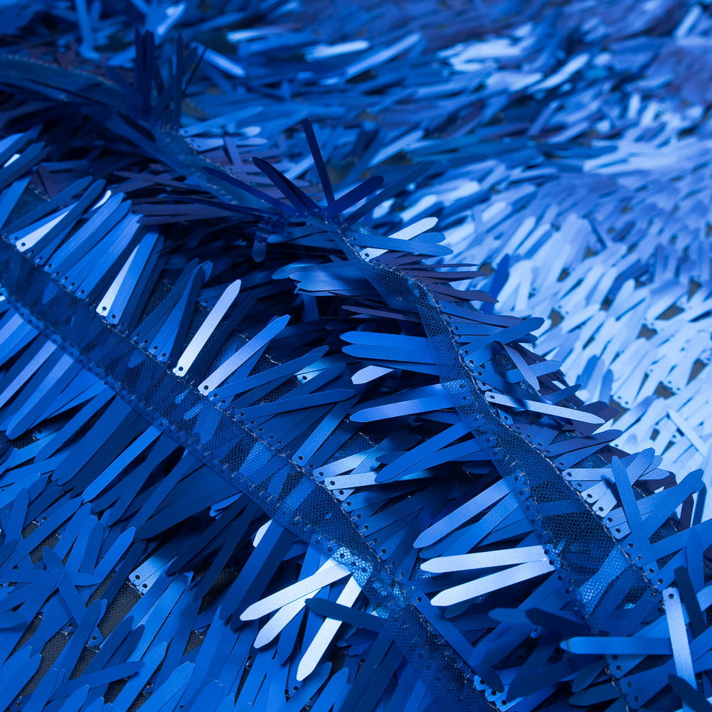 Soft Tulle with Fringe Sequins - Dull Royal Blue - Phryne Collection
