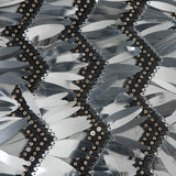 Black and Silver Chevron Fringe Sequin Fabric