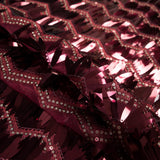 Fringe Sequin Fabric - Cranberry Chevrons