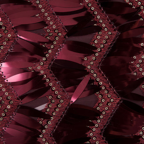 Fringe Sequin Fabric - Cranberry Chevrons