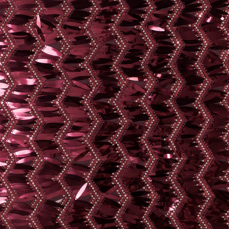 Fringe Sequin Fabric - Cranberry Chevrons