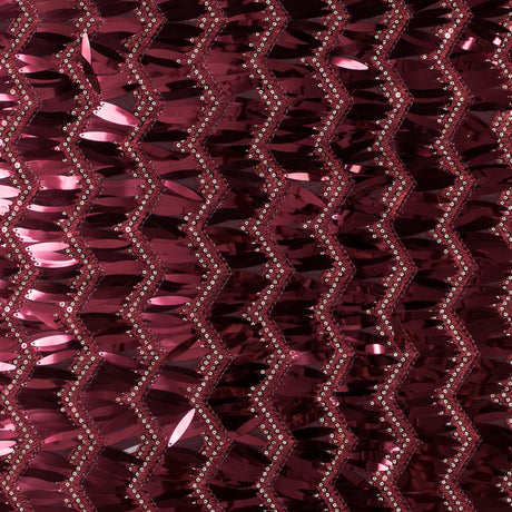 Fringe Sequin Fabric - Cranberry Chevrons