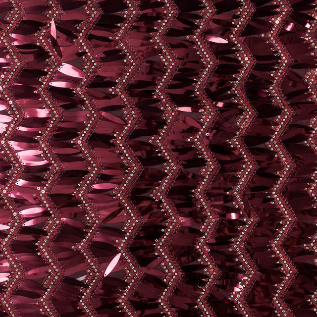 Fringe Sequin Fabric - Cranberry Chevrons