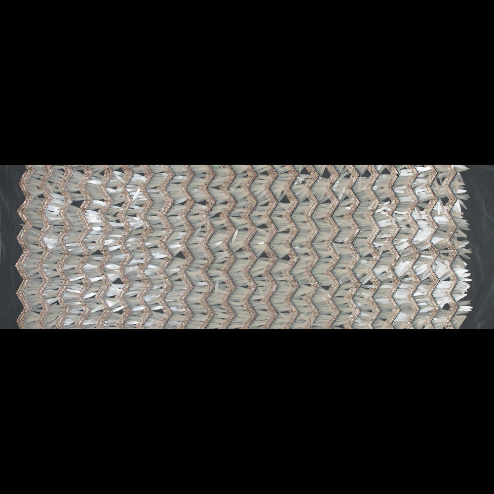 Fringe Sequin Fabric - Rose Gold and Beige Chevrons