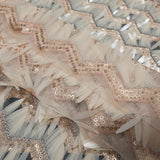 Fringe Sequin Fabric - Rose Gold and Beige Chevrons