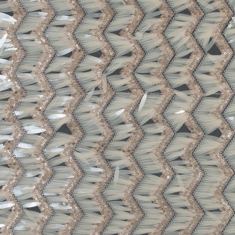 Fringe Sequin Fabric - Rose Gold and Beige Chevrons
