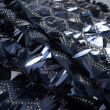 Fringe Sequin Fabric - Navy Chevrons