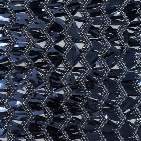 Fringe Sequin Fabric - Navy Chevrons