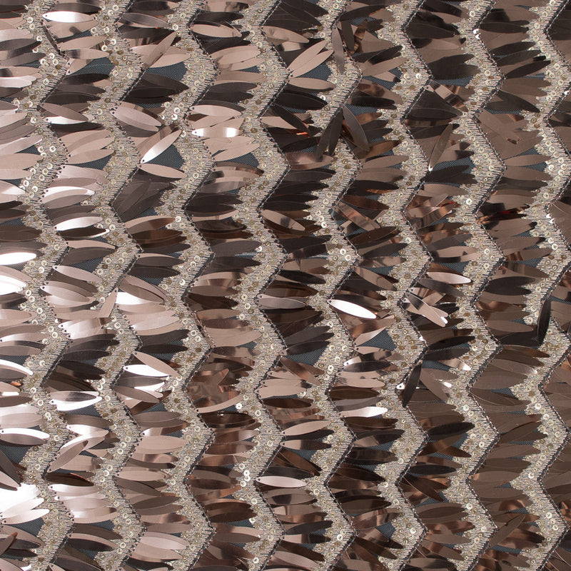 Fringe Sequin Fabric - Rose Gold Chevrons