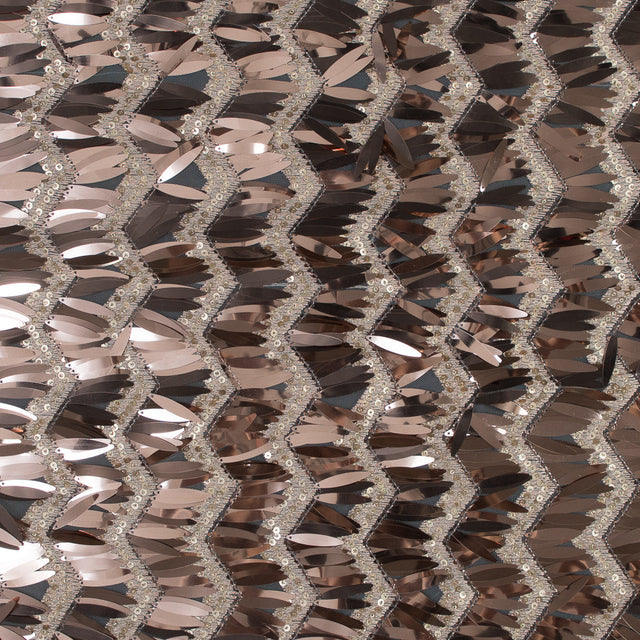 Fringe Sequin Fabric - Rose Gold Chevrons