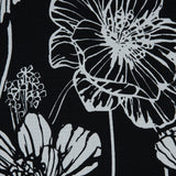 Black and White Large Floral Stretch Cotton Poplin