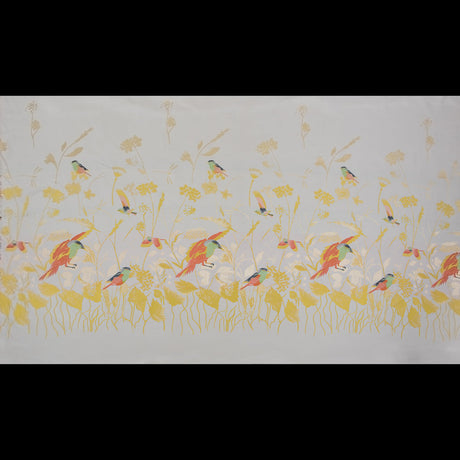 Sunshine Yellow Birds and Stalks Jacquard Panel