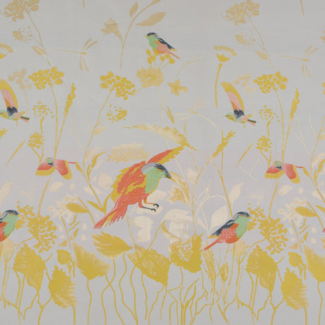 Sunshine Yellow Birds and Stalks Jacquard Panel