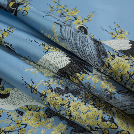 Blue and Green Crane Jacquard Panel