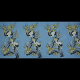 Blue and Green Crane Jacquard Panel