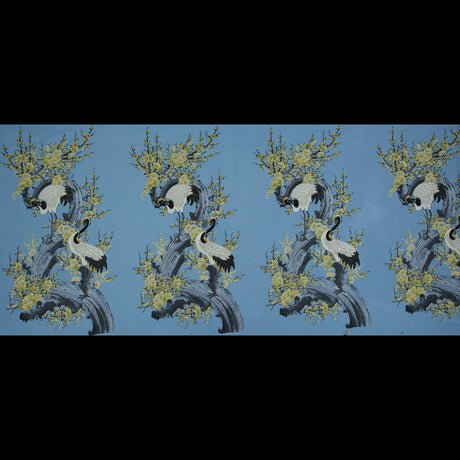 Blue and Green Crane Jacquard Panel