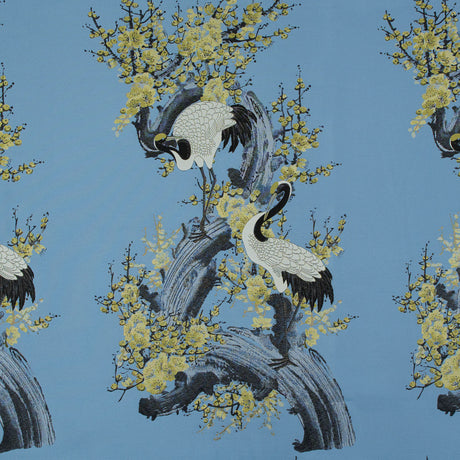 Blue and Green Crane Jacquard Panel