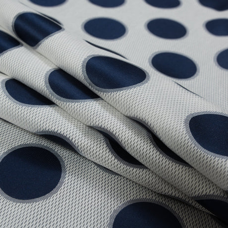 Blue and White Circle Jacquard Mesh