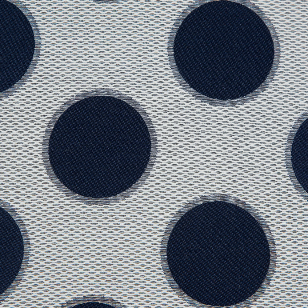 Blue and White Circle Jacquard Mesh