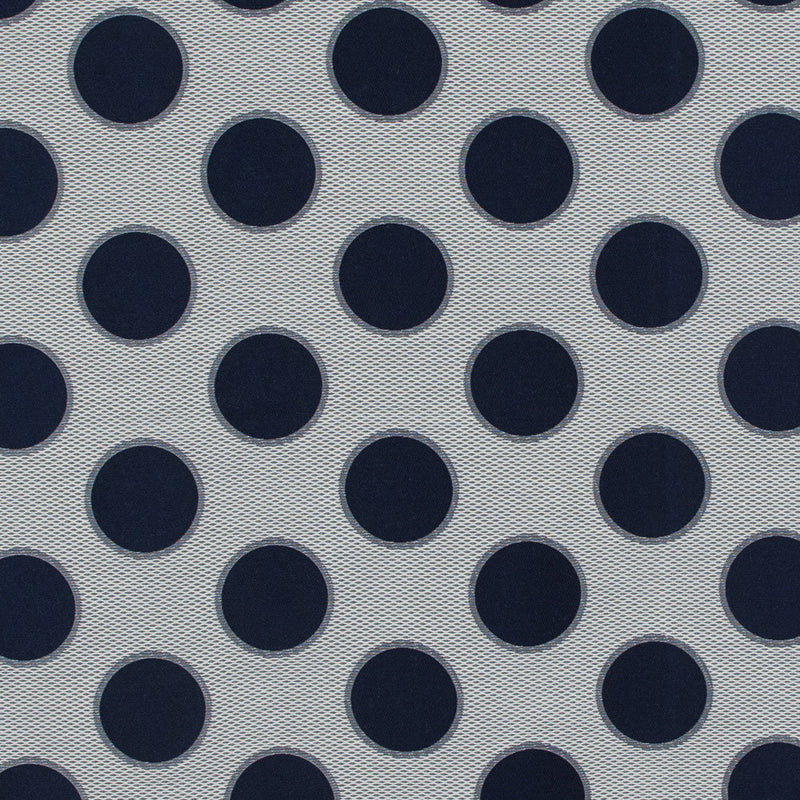 Blue and White Circle Jacquard Mesh