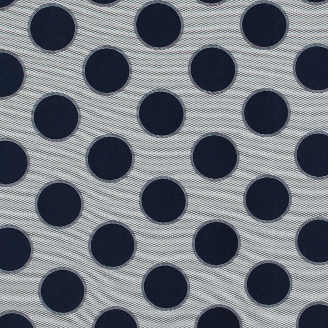Blue and White Circle Jacquard Mesh