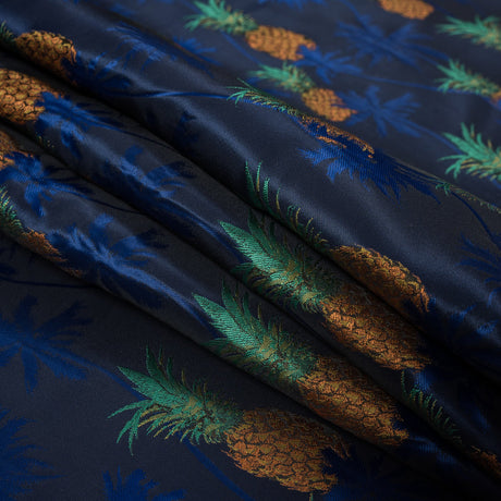 Royal Blue Pineapple Polyester Jacquard