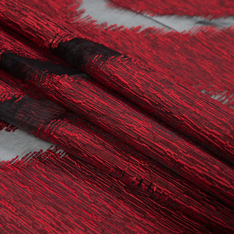 Organza Burnout Jacquard - Red Chevron