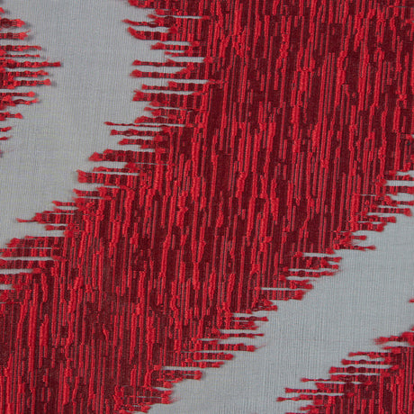 Organza Burnout Jacquard - Red Chevron