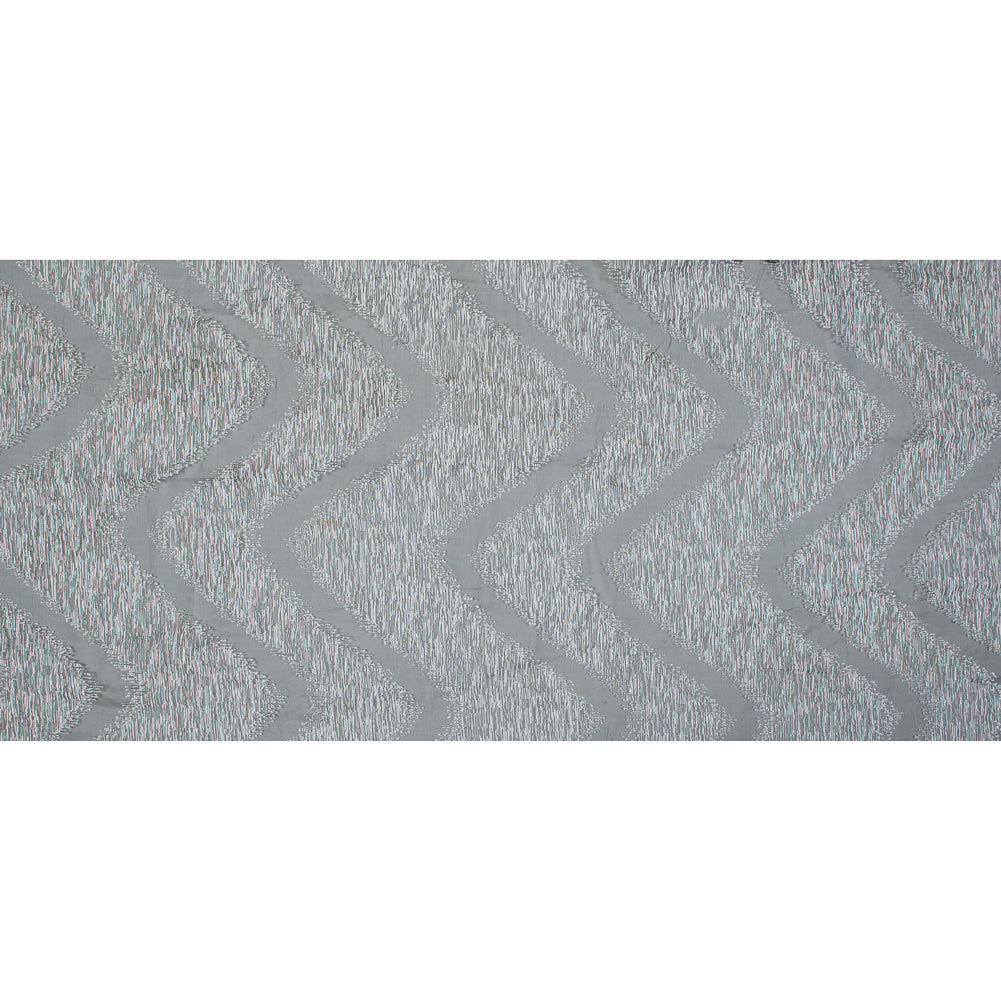 Organza Burnout Jacquard - Silver Chevron