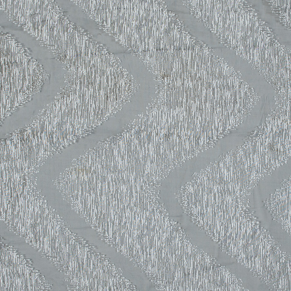 Organza Burnout Jacquard - Silver Chevron
