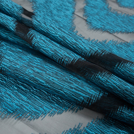 Organza Burnout Jacquard - Blue Chevron