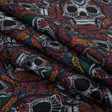Multicolor Skull Printed Wrinkled Faux Plisse