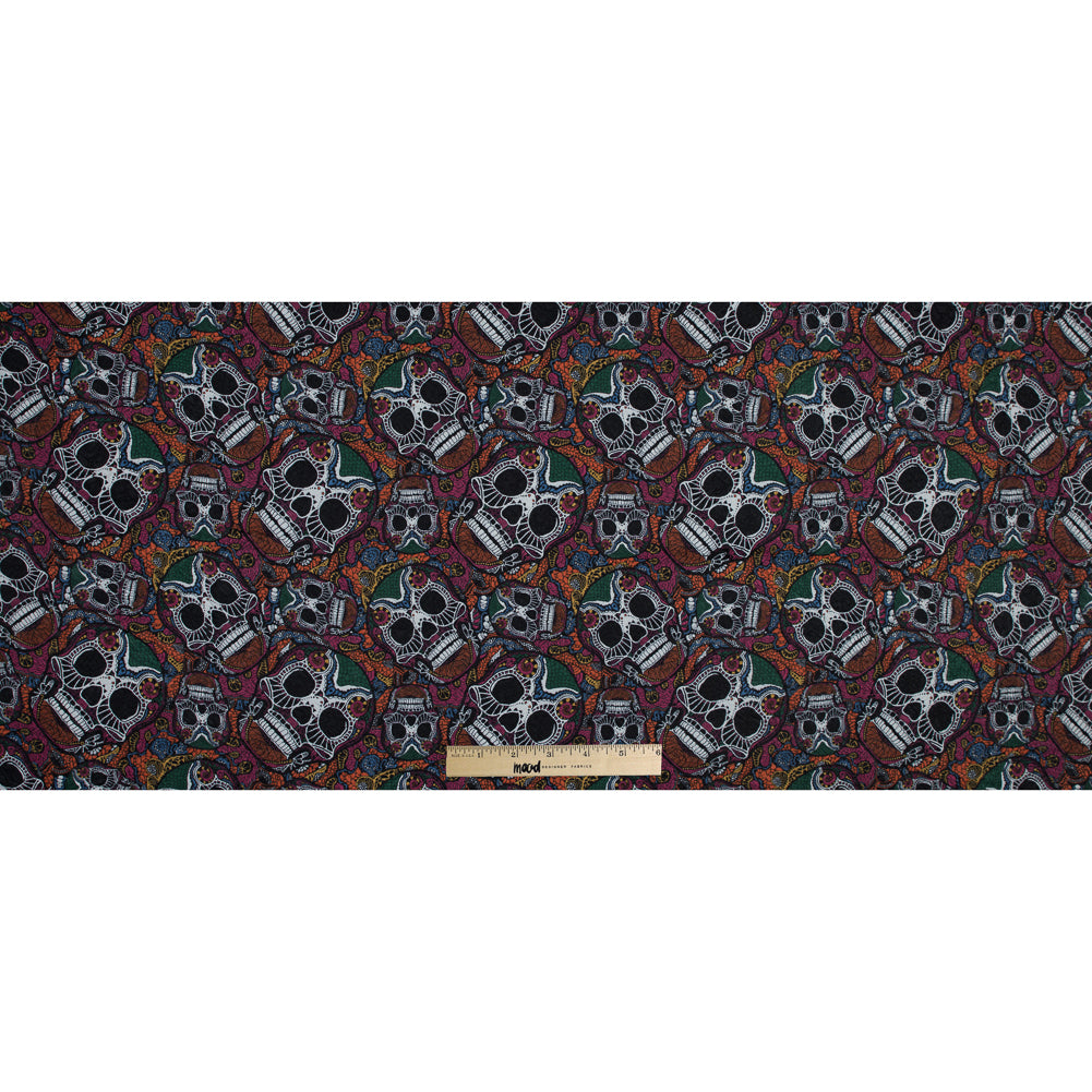 Multicolor Skull Printed Wrinkled Faux Plisse