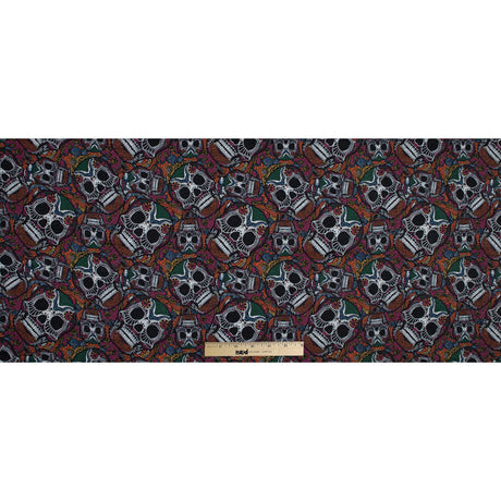 Multicolor Skull Printed Wrinkled Faux Plisse