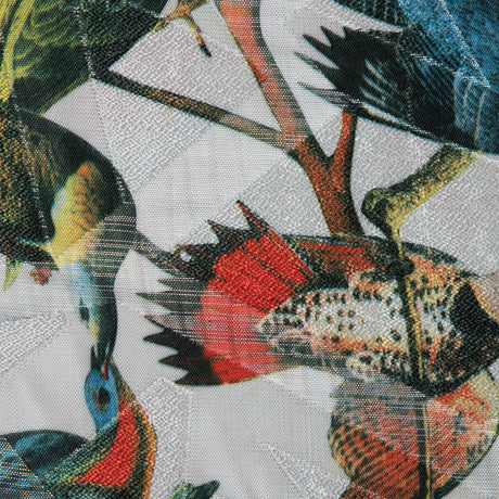 White Parakeet Printed Polyester Jacquard