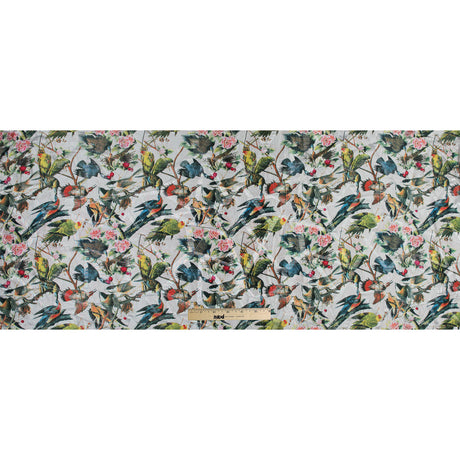 White Parakeet Printed Polyester Jacquard