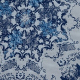 Blue and White Abstract Medallion Brocade