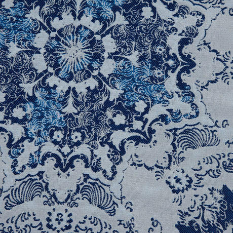 Blue and White Abstract Medallion Brocade