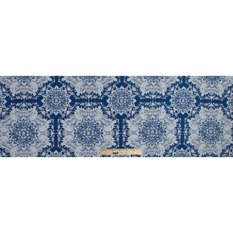 Blue and White Abstract Medallion Brocade