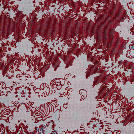 Red, Blue and White Abstract Medallion Brocade