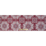 Red, Blue and White Abstract Medallion Brocade
