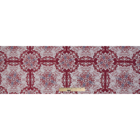 Red, Blue and White Abstract Medallion Brocade
