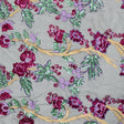Purple, Pink, Green and Gold Floral Embroidered and Sequined Mesh