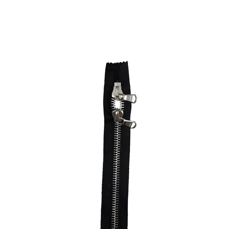 Lampo 2 Way Black and Silver Closed Ended Metal Zipper - 31"