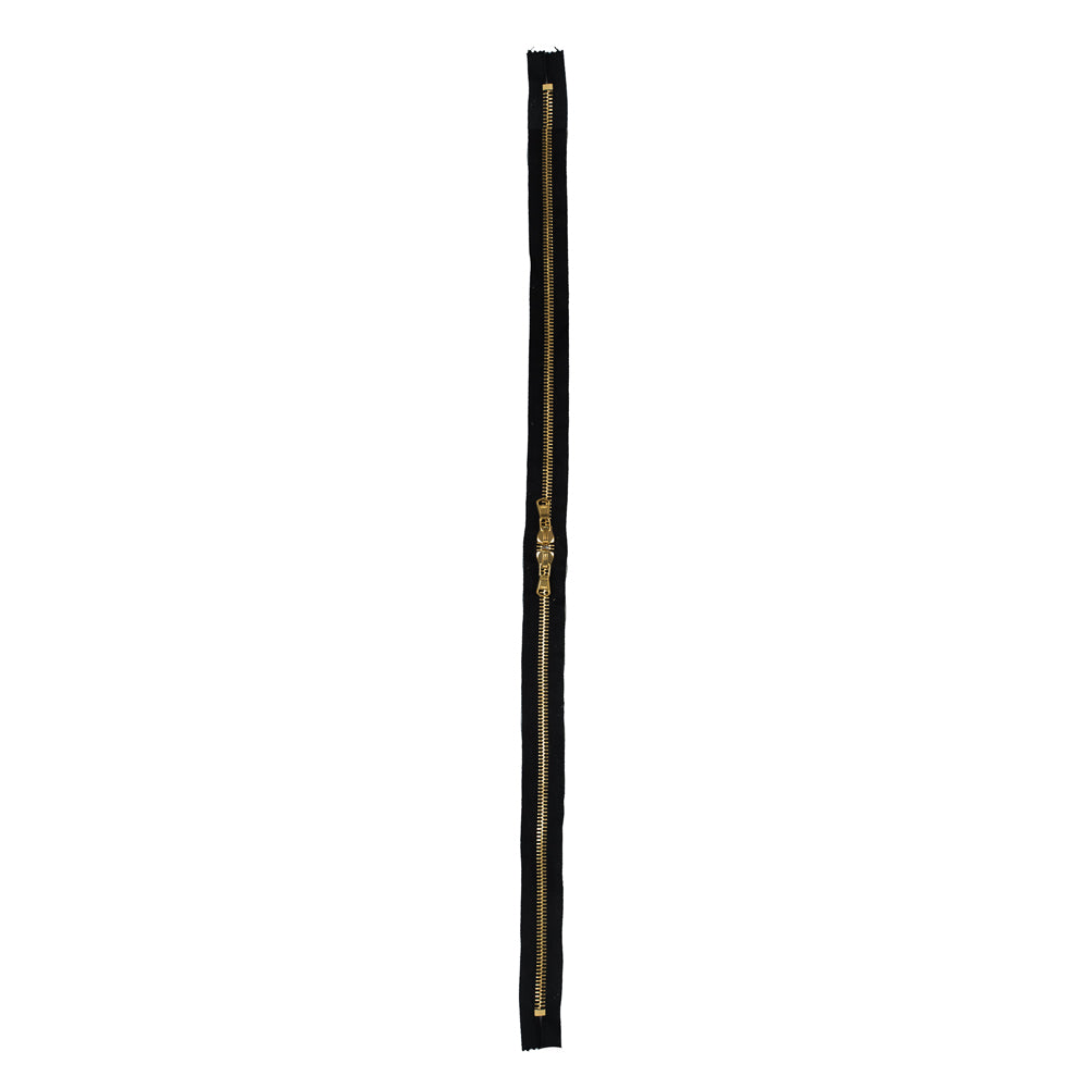 Lampo 2 Way Black and Gold Closed Ended Metal Zipper - 31"