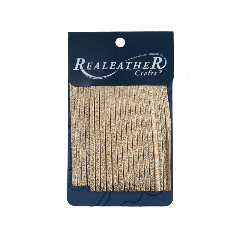Realeather Metallic Gold Deerskin Fringe Trim - 3"