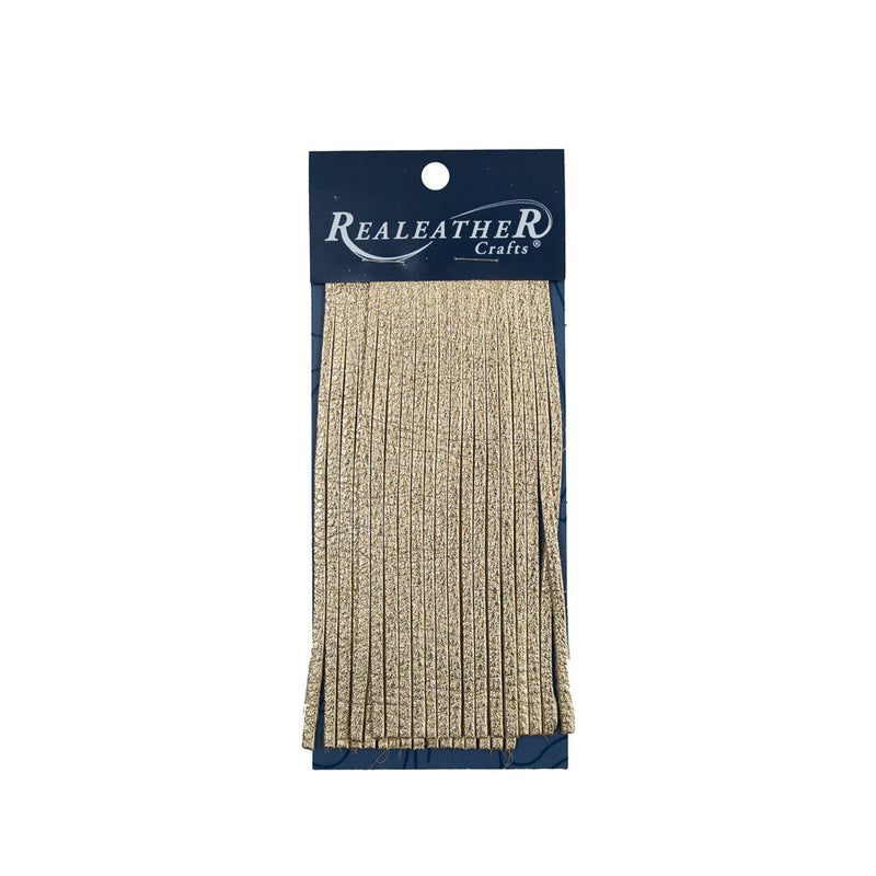 Realeather Metallic Gold Deerskin Fringe Trim - 6"