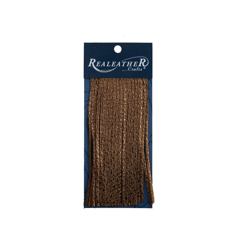 Realeather Metallic Bronze Deerskin Fringe Trim