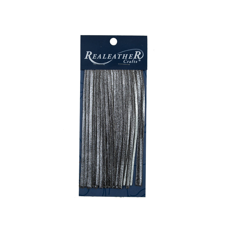 Realeather Metallic Silver Deerskin Fringe Trim - 6"