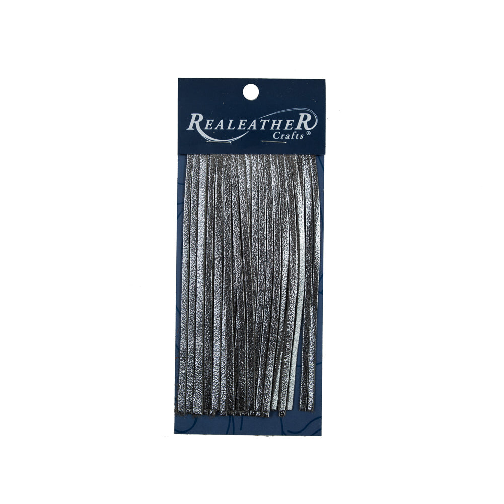 Realeather Metallic Silver Deerskin Fringe Trim - 6"